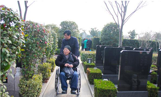 八旬老人孤独扫墓，清竹园墓地全程陪护