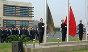 上海福寿园墓地王计生总经理参加常州栖凤山升旗仪式暨员工大会